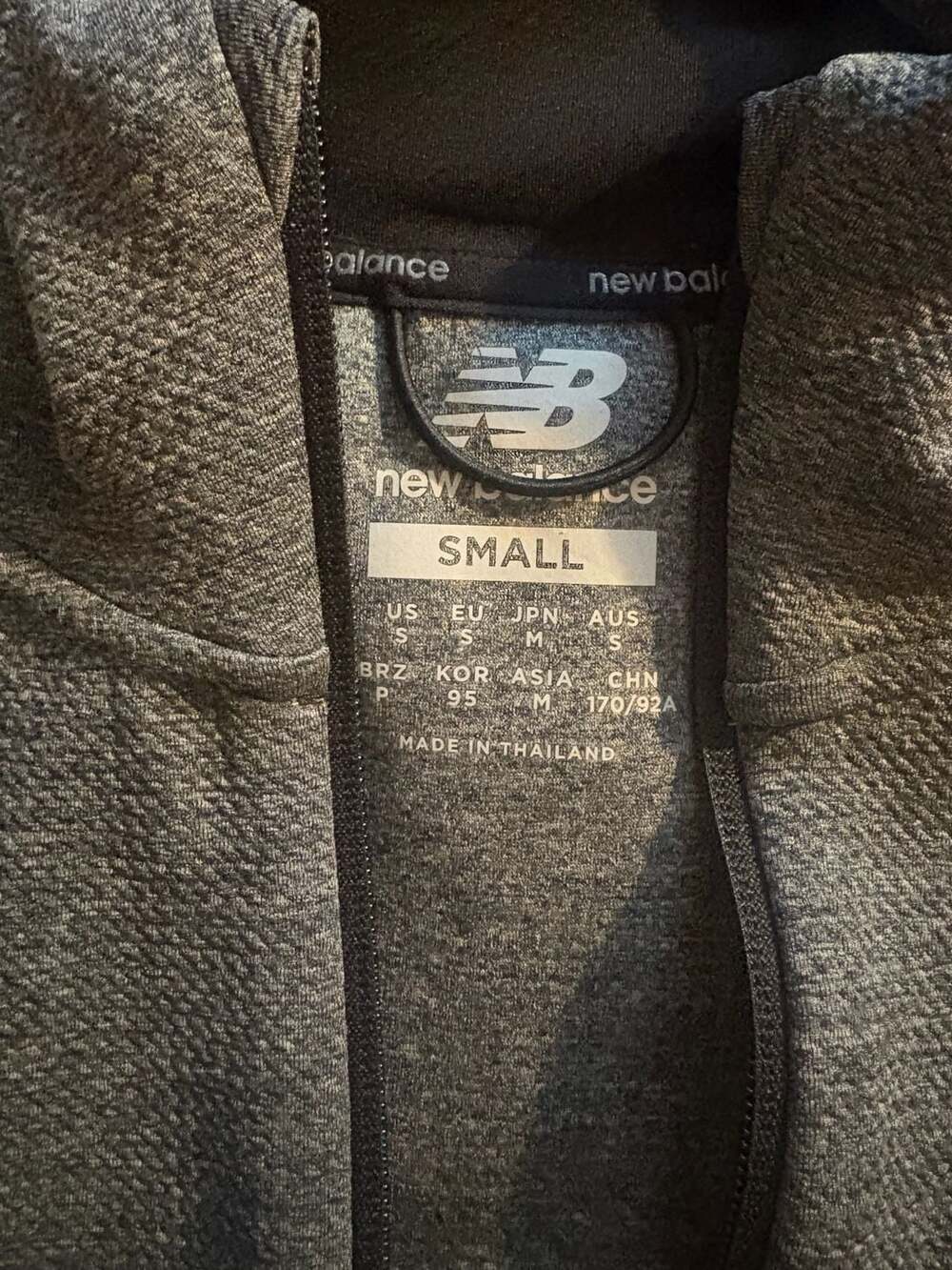 New Balance Full Zip Hoodie Size S Charcoal Herringbone - Picture 5 of 6